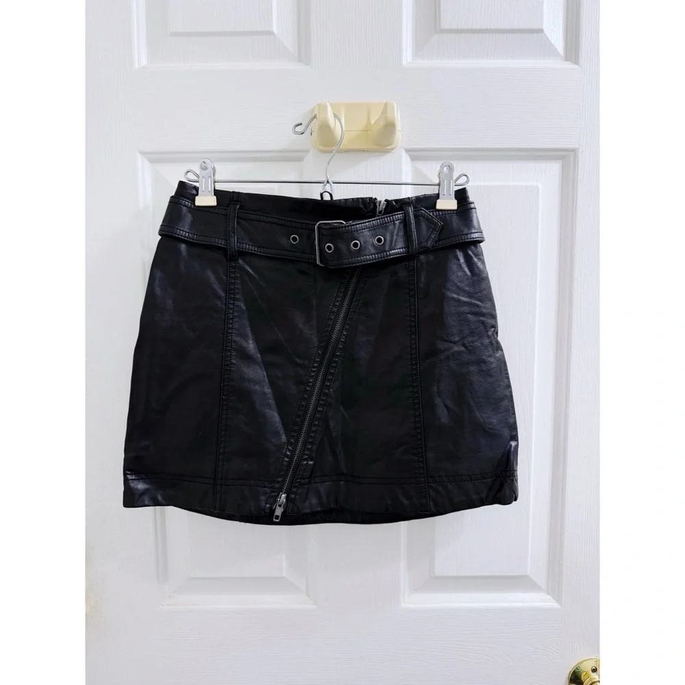 Free People Feelin’ Fresh Vegan Leather Mini Skirt in Black
